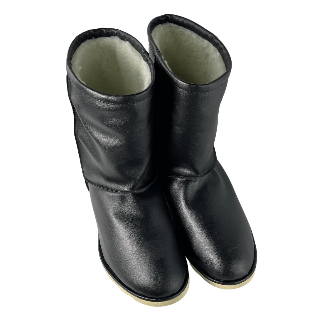 'Willow' corn-leather ?? high-quality fur-lined slipper boot - black Smooth Finish Slip Resistant Sole