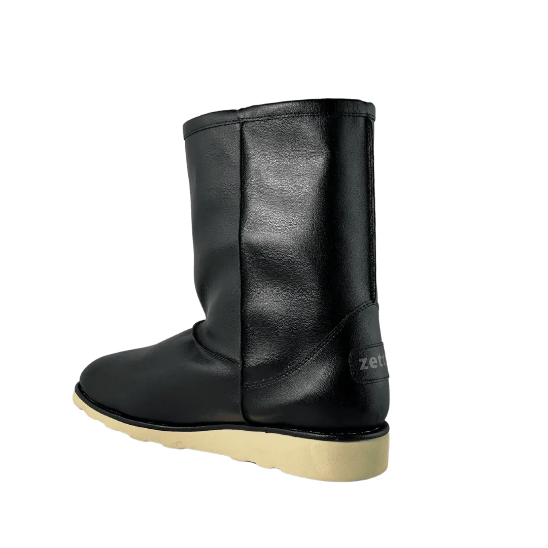 'Willow' corn-leather ?? high-quality fur-lined slipper boot - black Indoor
