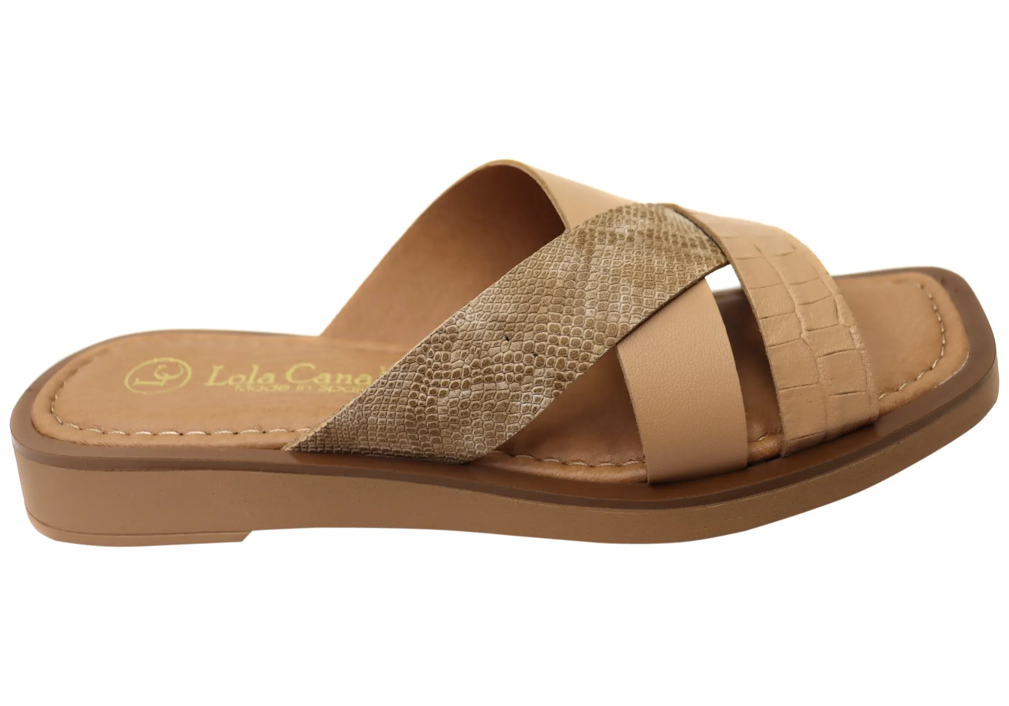 Breezy Mood Cozy Vibe Lola Canales Nelli Womens Comfort Leather Slides Sandals Made In Spain
