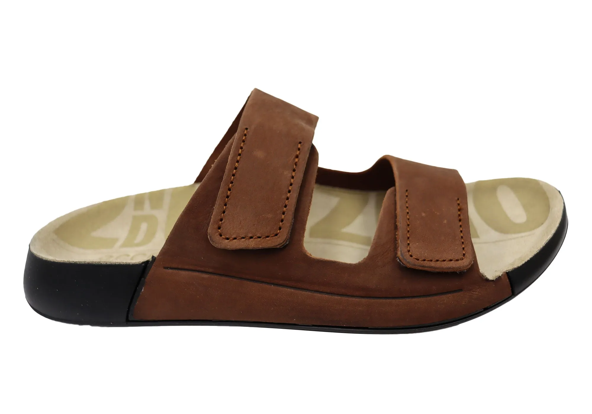 Durable Design ECCO 2nd Cozmo Womens Comfortable Leather 2 Strap Slide Sandals