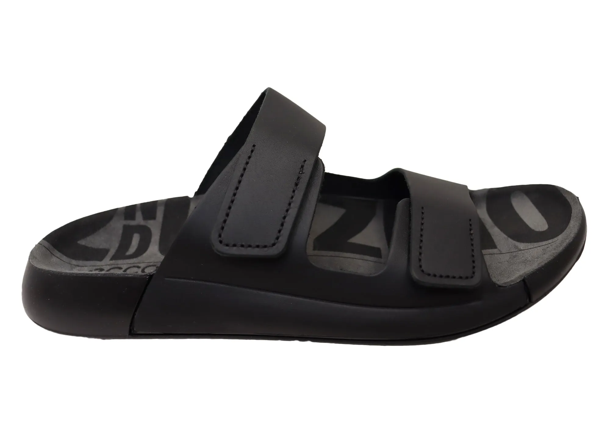 ECCO 2nd Cozmo Womens Comfortable Leather 2 Strap Slide Sandals ergonomic Modern Glow