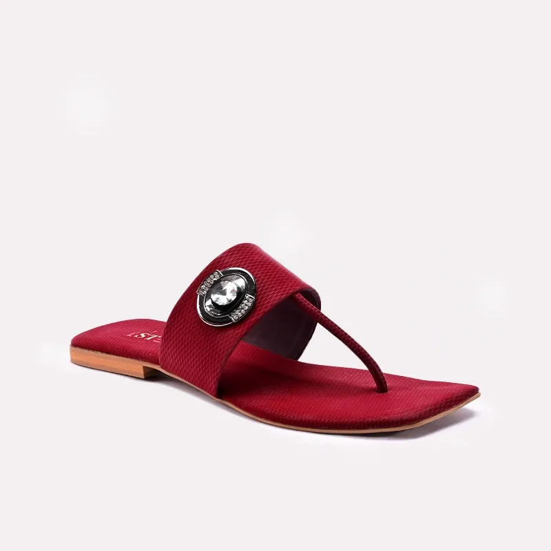 Womens Maroon Casual Slippers 0413288 Flexible Fit Bright tone