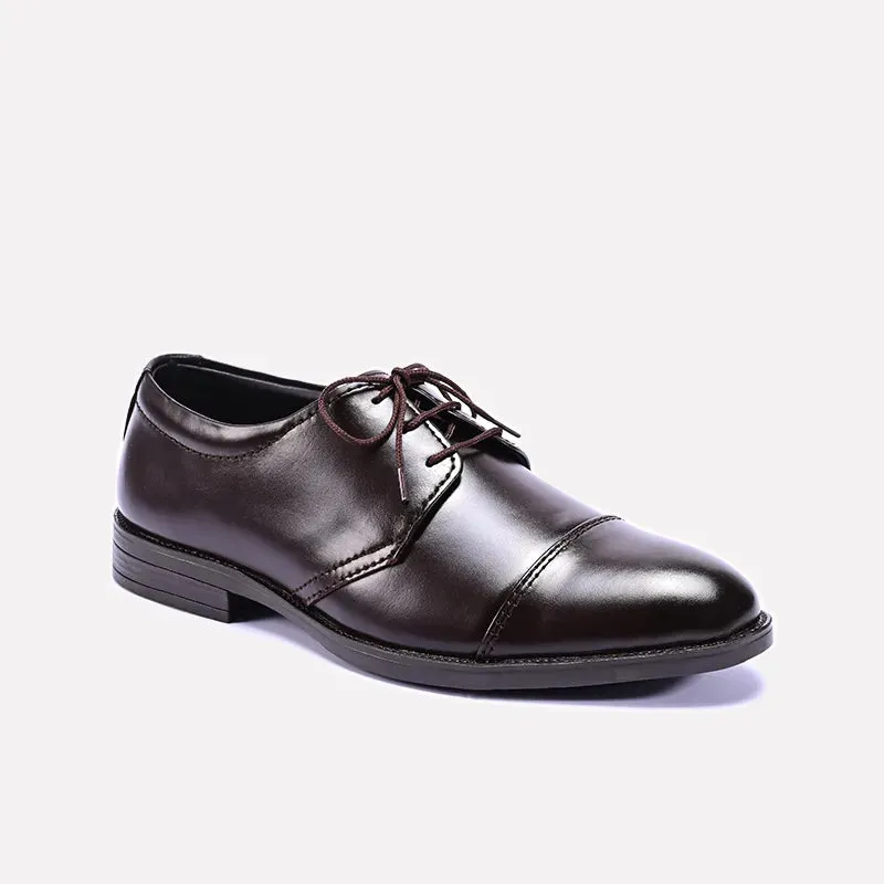 Velox Brown Cap Toe Derby Shoes 0111183 High-Quality Leather elegant tone