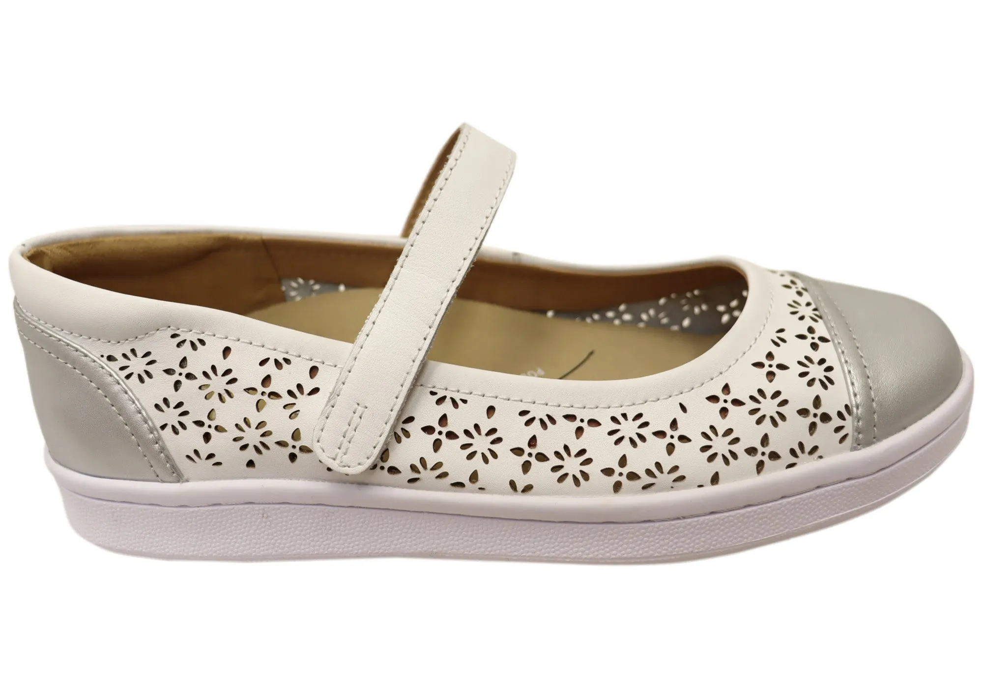 Non Slip Standing Workers Breathable Material Scholl Orthaheel Womens Rhonda Punch Mary Jane Supportive Leather Shoes