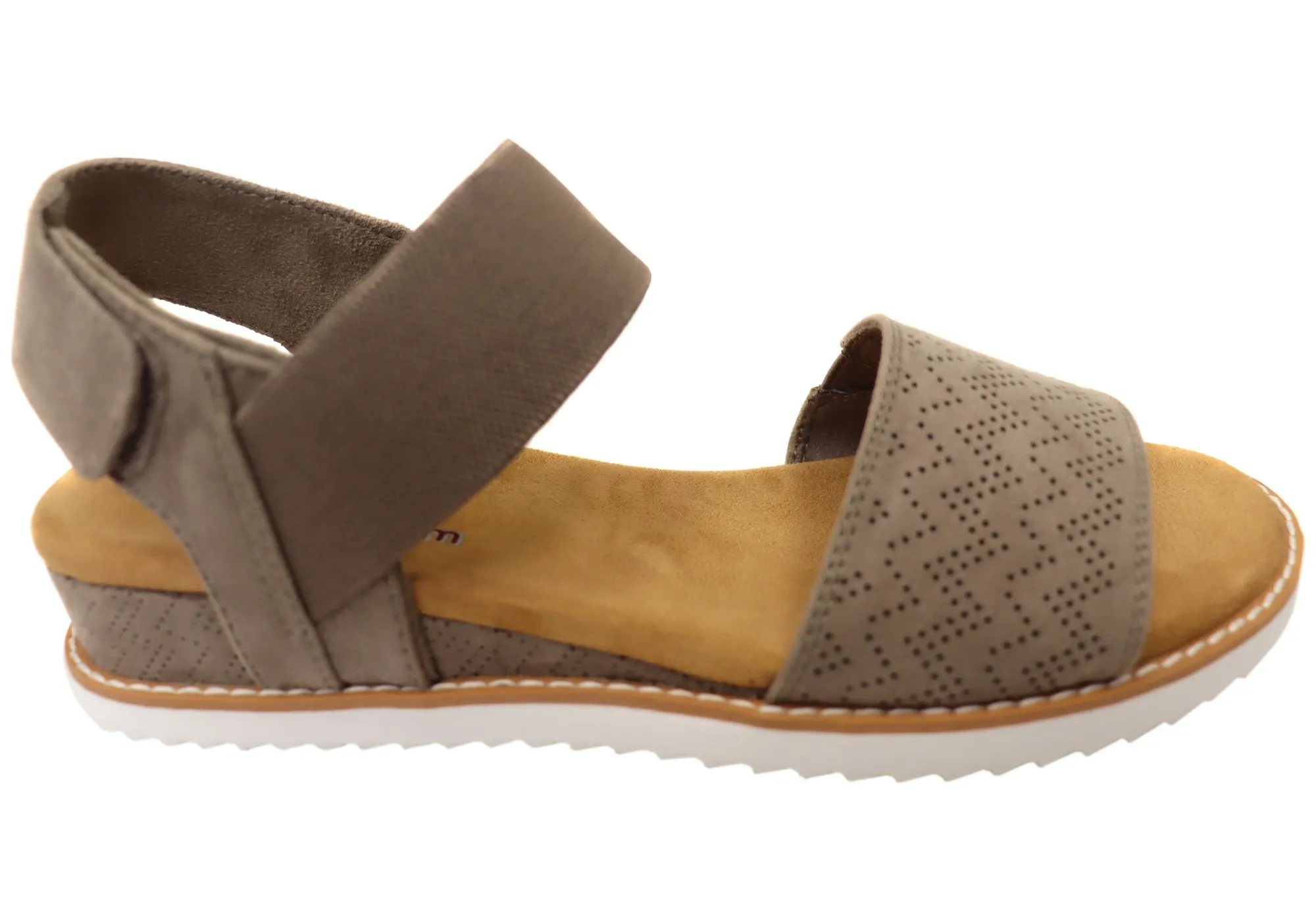 Skechers Womens Bobs Desert Kiss Memory Foam Footbed Sandals Petite Fit Fashion Glow