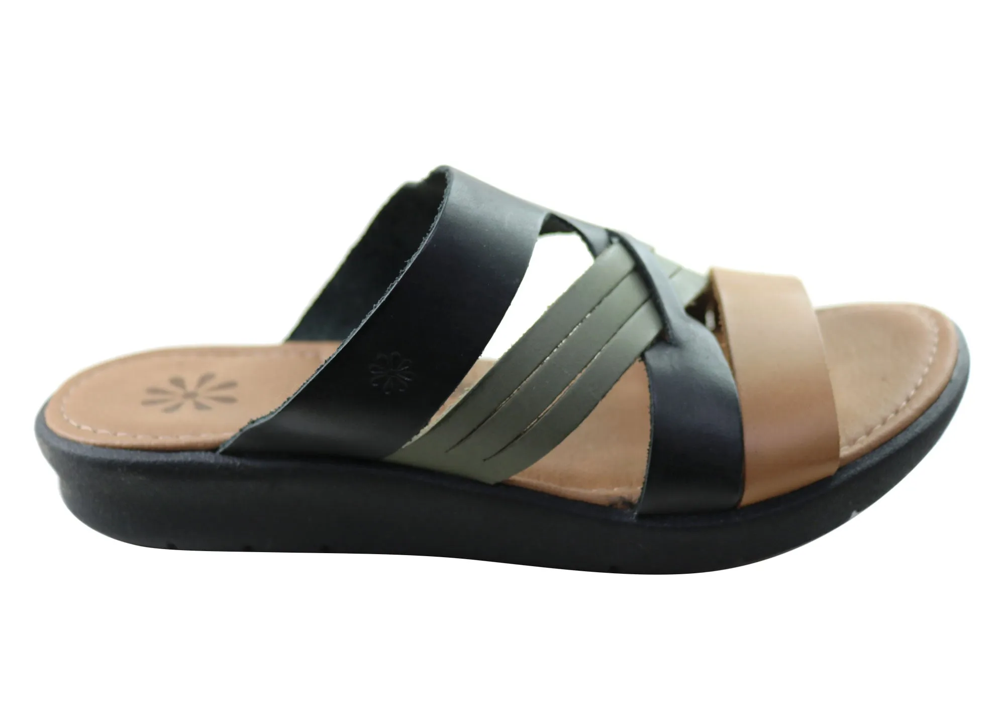New Face Anza Womens Comfort Leather Slides Sandals Made In Brazil Weekend Style Comfortable Travel Shoes