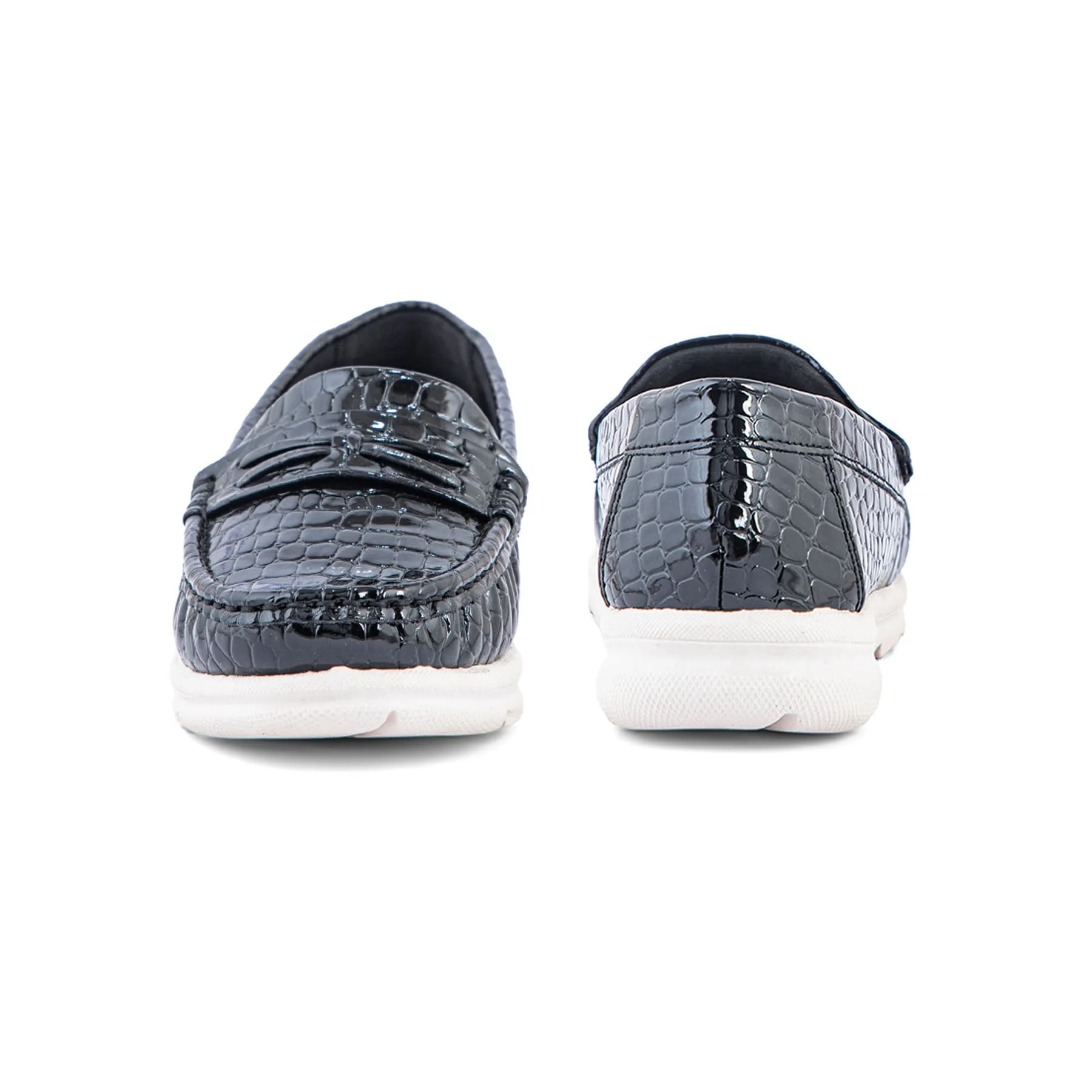 Slip Ease Elastic Sides Black Moccasin WN4347