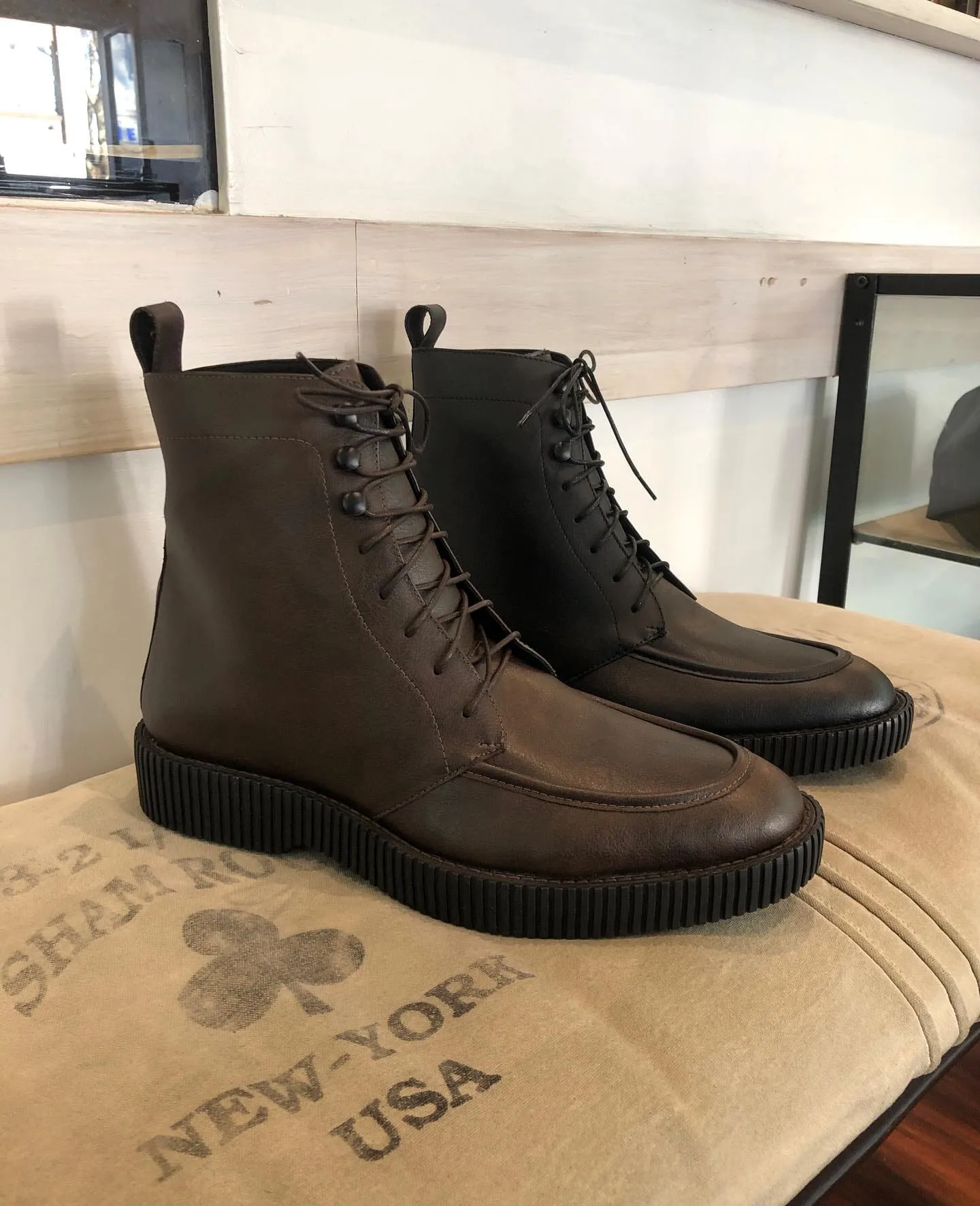 Lift Up Supportive Core All Ages 'Regis' men's creeper sole lace-up boot in vegan leather by Zette Shoes - black