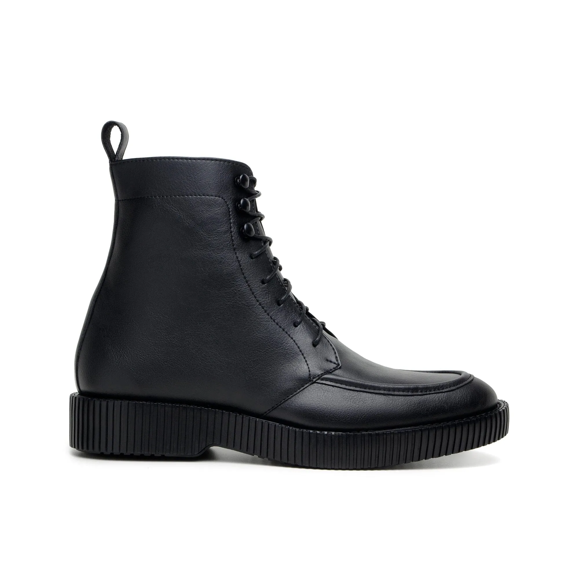 'Regis' men's creeper sole lace-up boot in vegan leather by Zette Shoes - black Strong Grip
