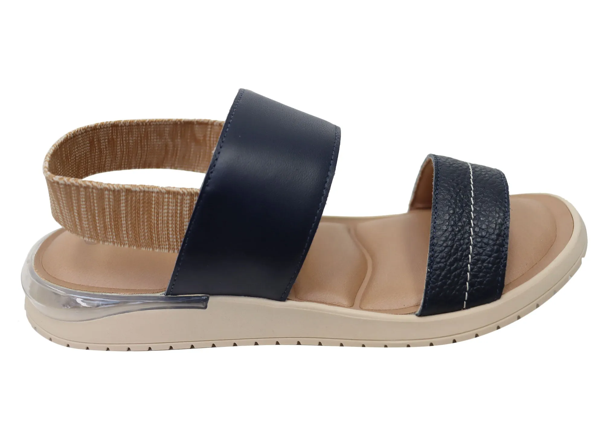 Sunshine Walk Usaflex Villa Womens Comfortable Leather Sandals Made In Brazil