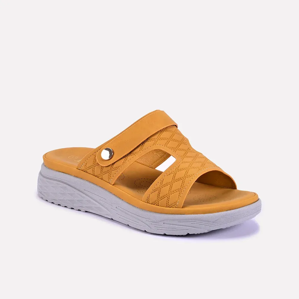 Arabella Mustard Casual Slippers 0412622 Comfy Shoes Wide opening