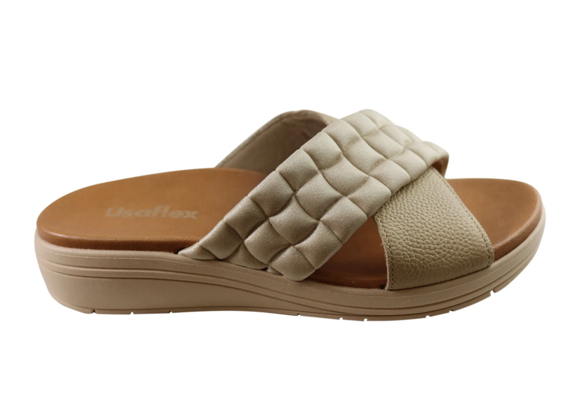 Light Slip-on Shoes Usaflex Mela Womens Comfort Leather Slides Sandals Made In Brazil