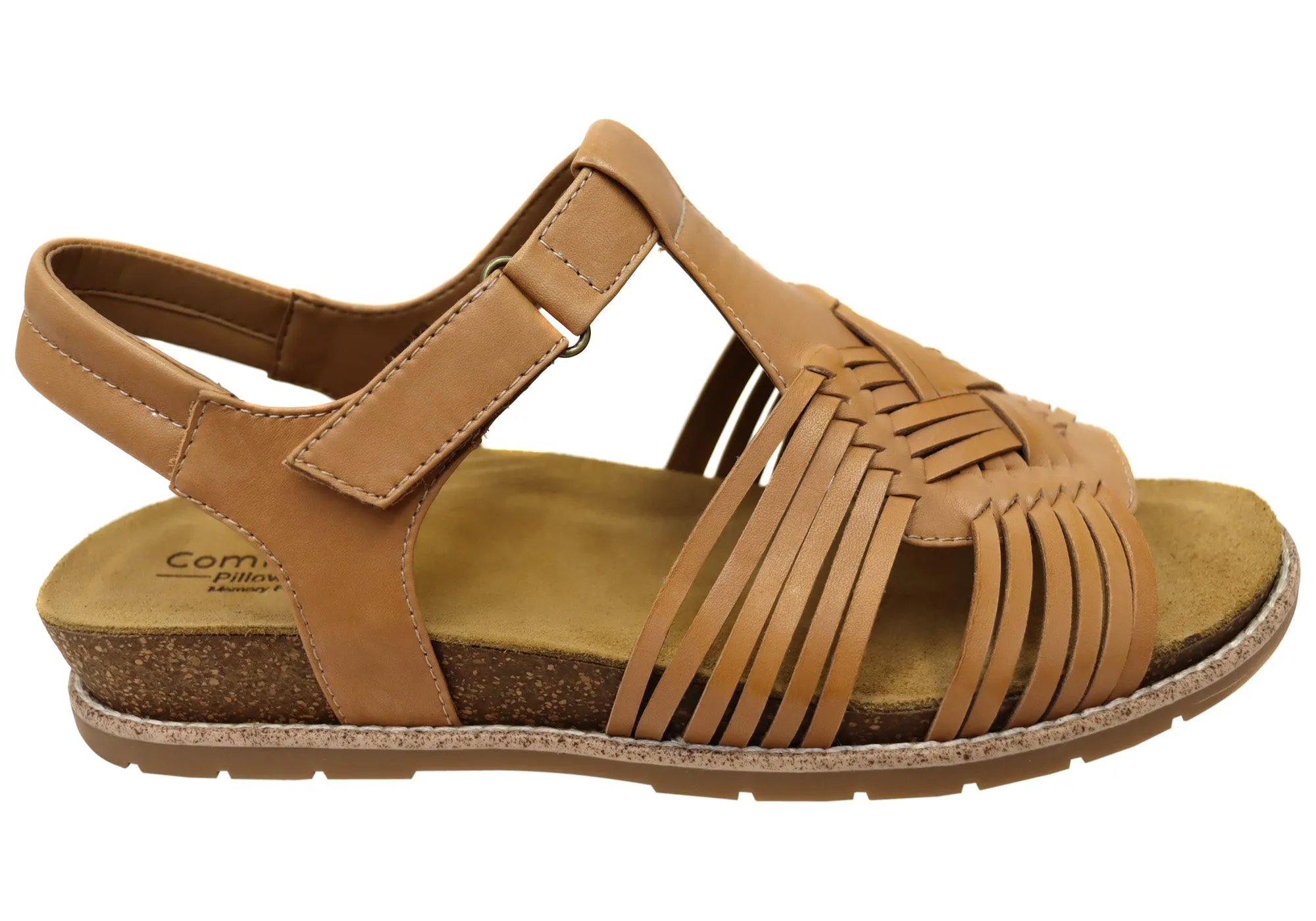 Y Strap Design Comfortiva Gladia Womens Comfort Footbed Leather Sandals Wide Fit