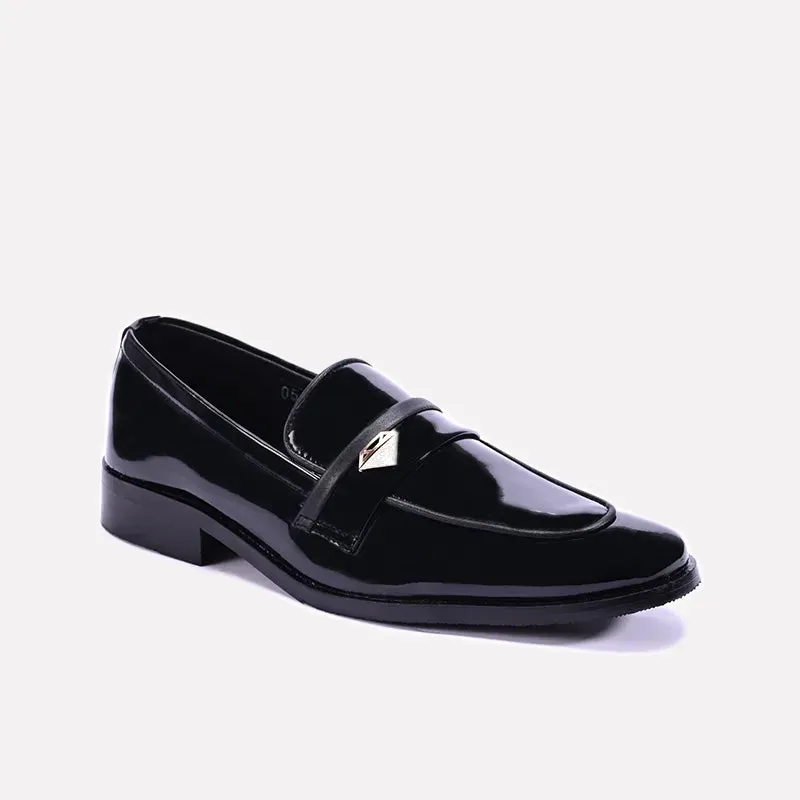 Quick Pace Chesterfield Black Slip On Formal Loafers 0111136