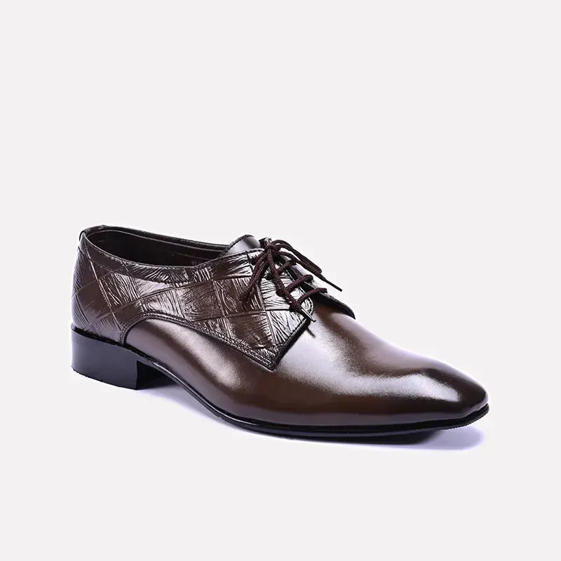 Fleck Brown Textured Derby Shoes 0111098 Quick Arrival Busy Office