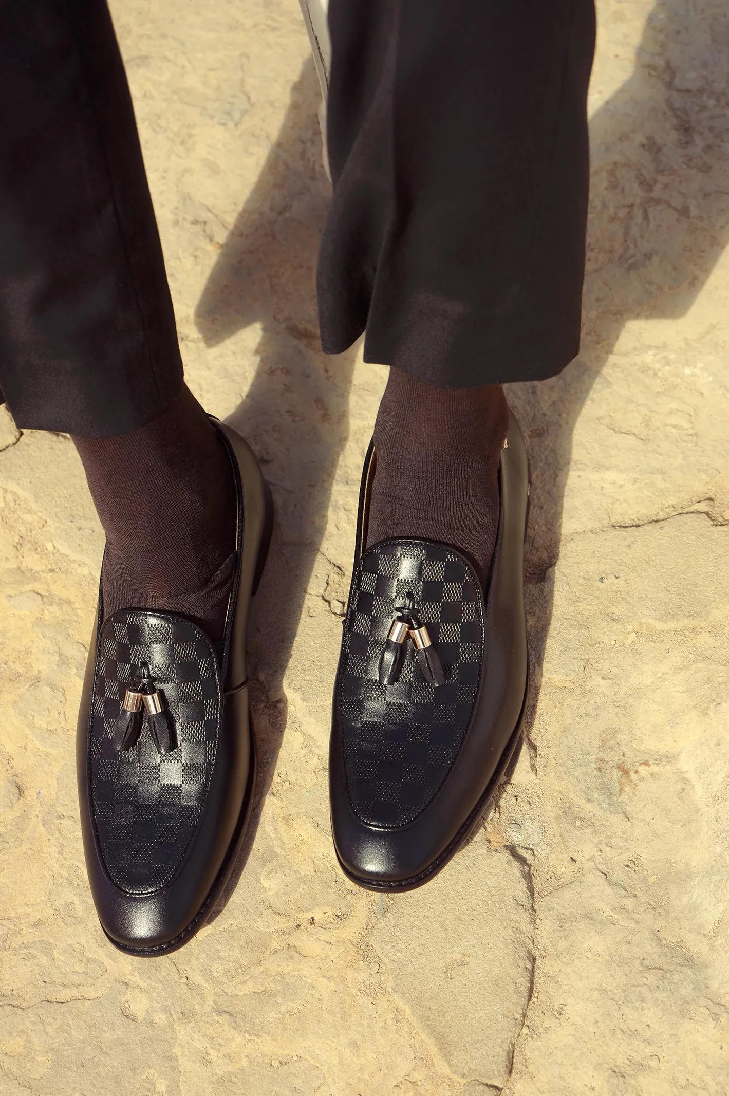 Stand Shade Water Resistant Black Formal Moccassins Shoes