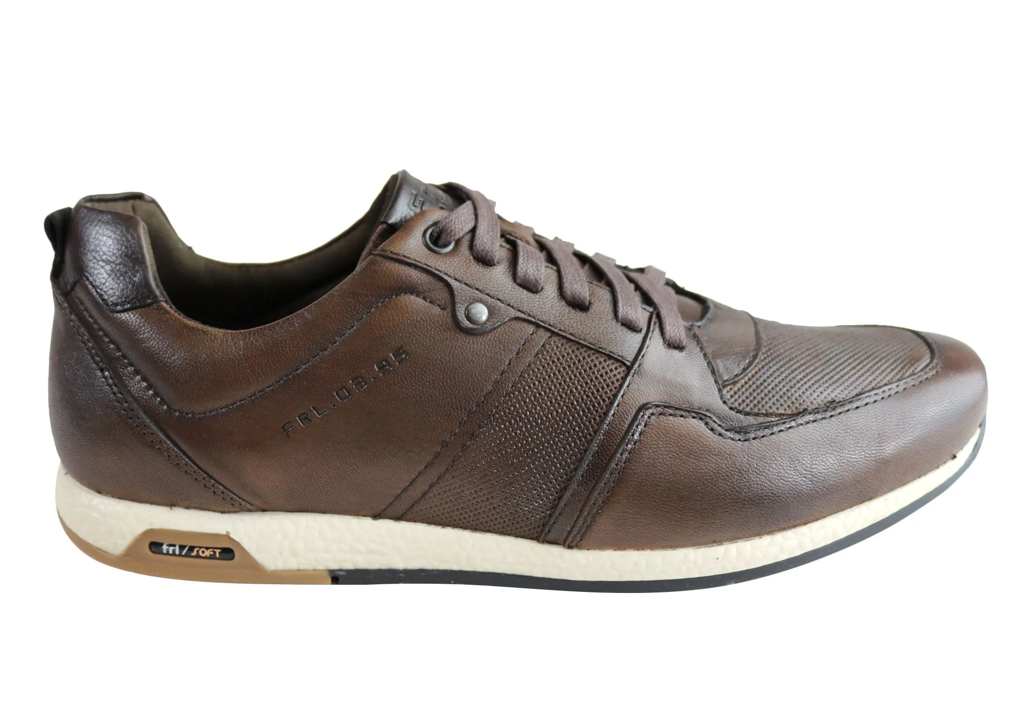 Ferricelli Oscar Mens Leather Lace Up Casual Shoes Made In Brazil Flexible Motion