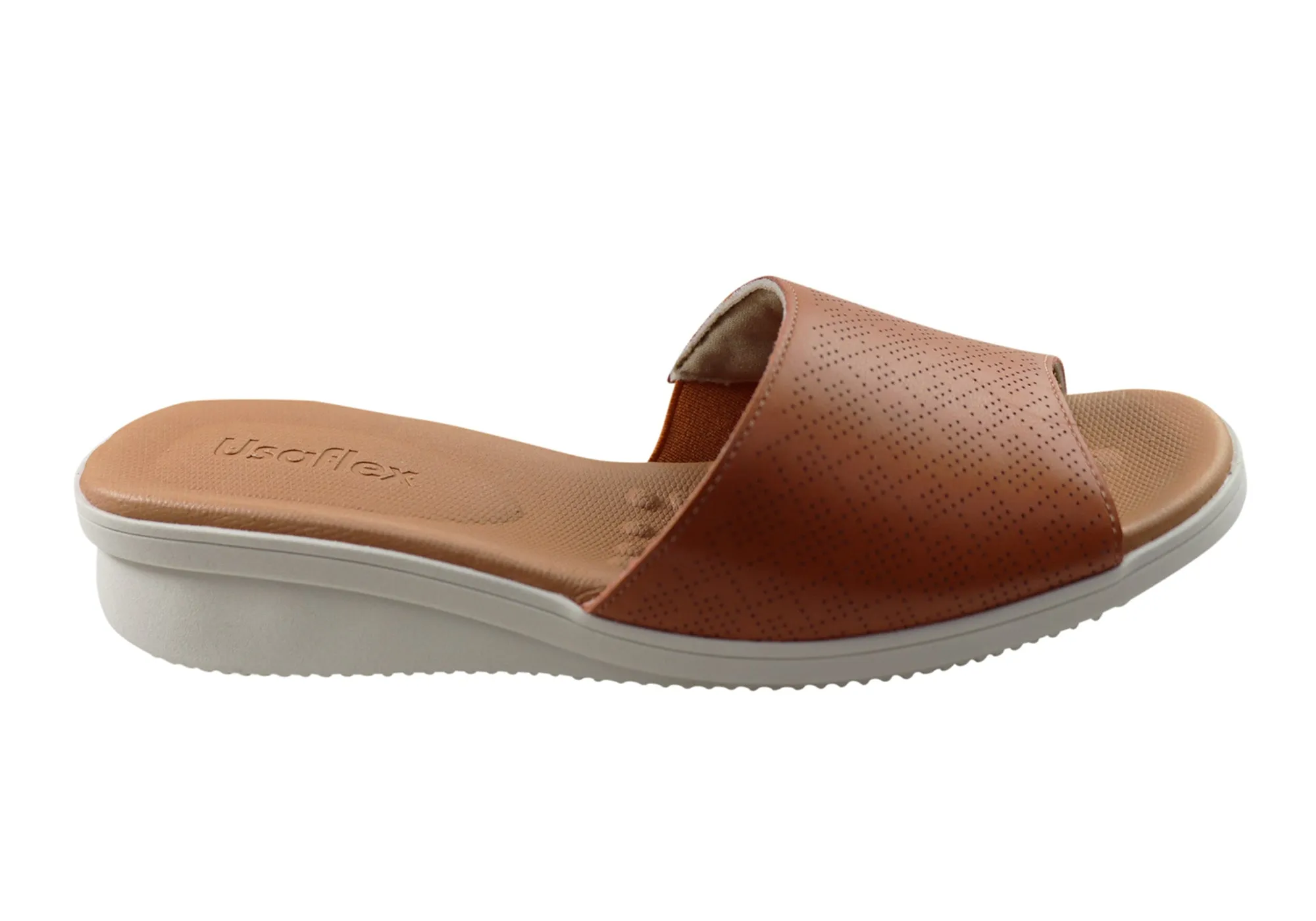 Usaflex Sunrise Womens Comfort Leather Slides  Made In Brazil Casual Sandals
