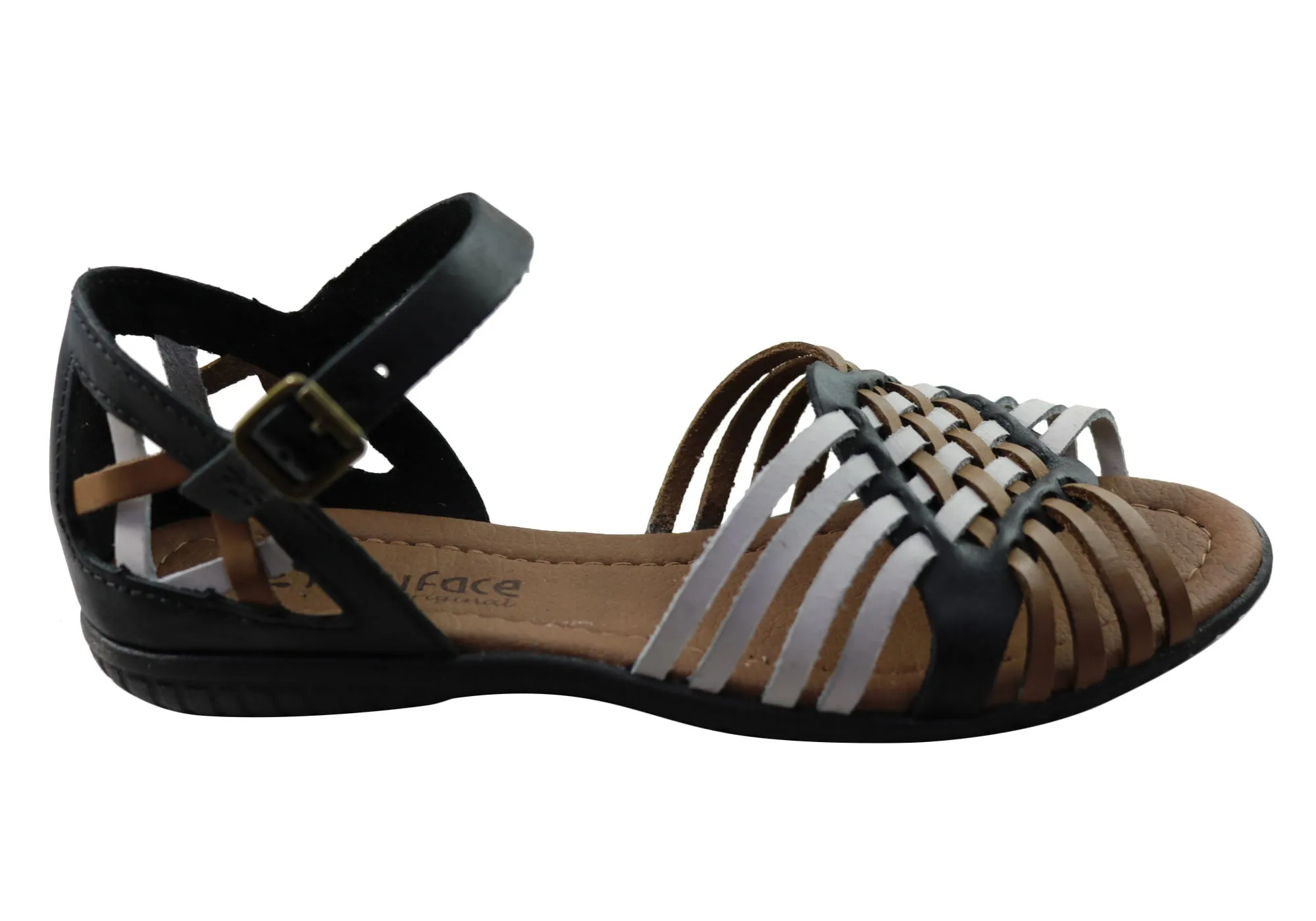 New Face Tamara Womens Comfortable Leather Sandals Made In Brazil Ocean Breeze