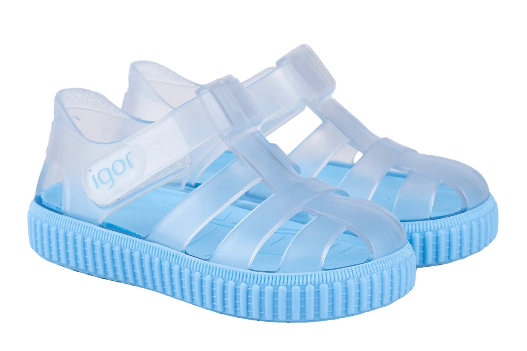 Sponge Padding All-Purpose Comfort Igor Boy's and Girl's Nico Cristal Sandal - Clear/Celeste