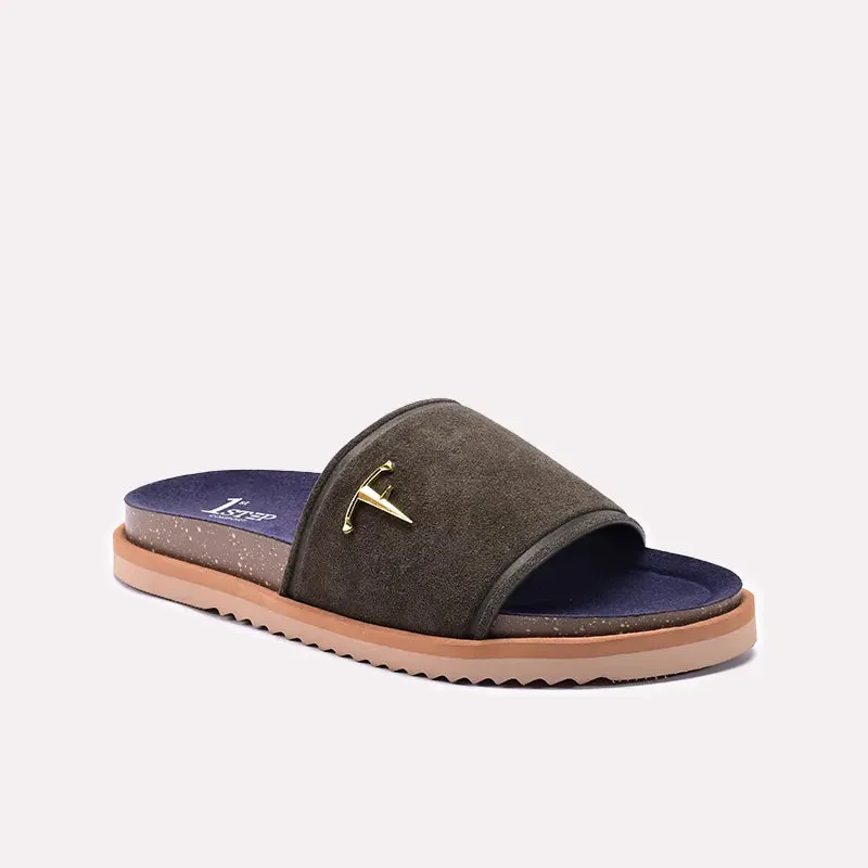 Green Casual Slippers For Men 0151150 mesh material