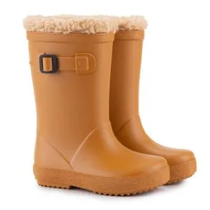 Protective Build Seamless Fit Igor Boy's & Girl's Splash Euri Borreguito Lined Rain Boots, Caramelo