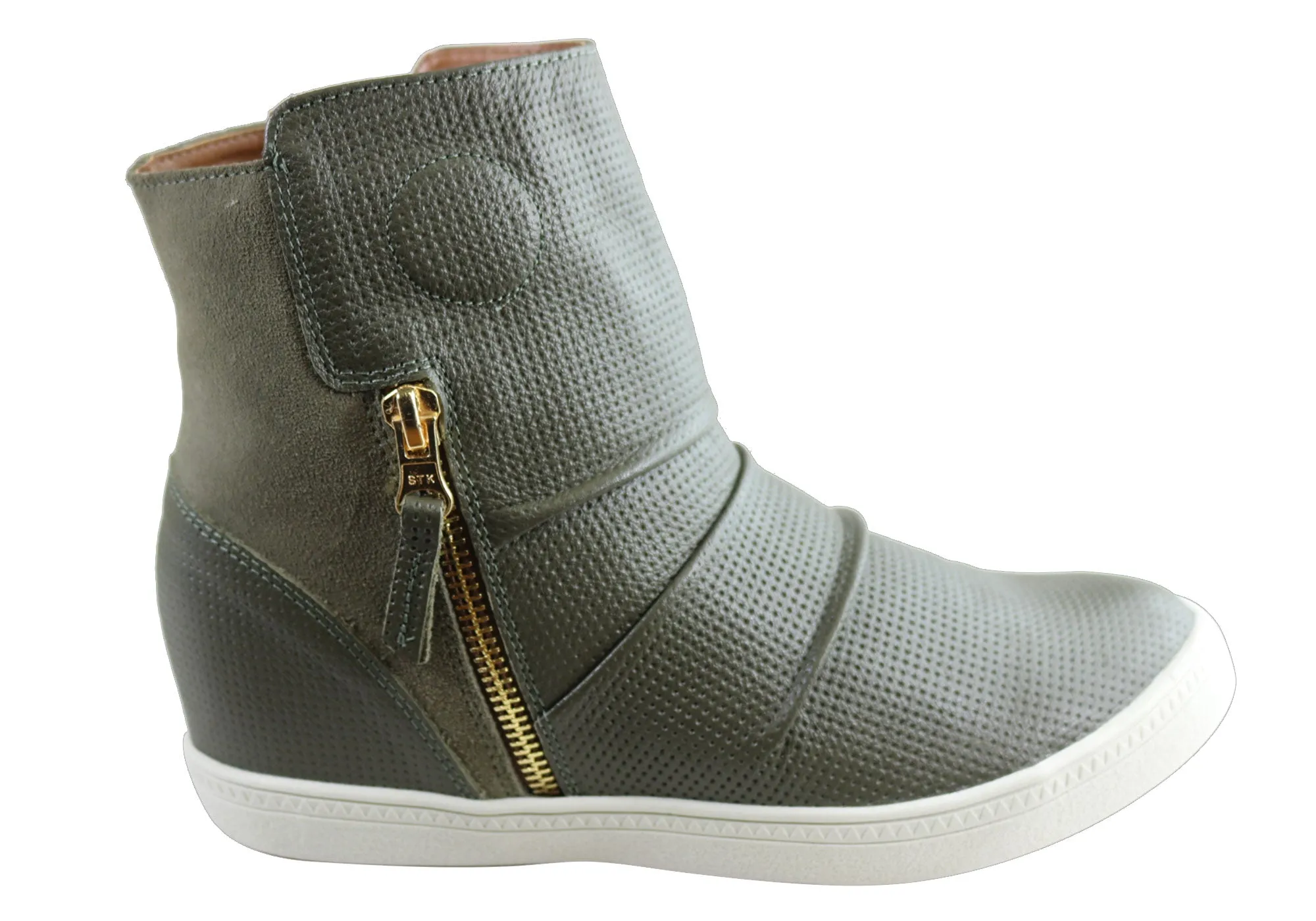 Protective Sole Orcade Siena Womens Comfortable Leather Ankle Boots Made In Brazil