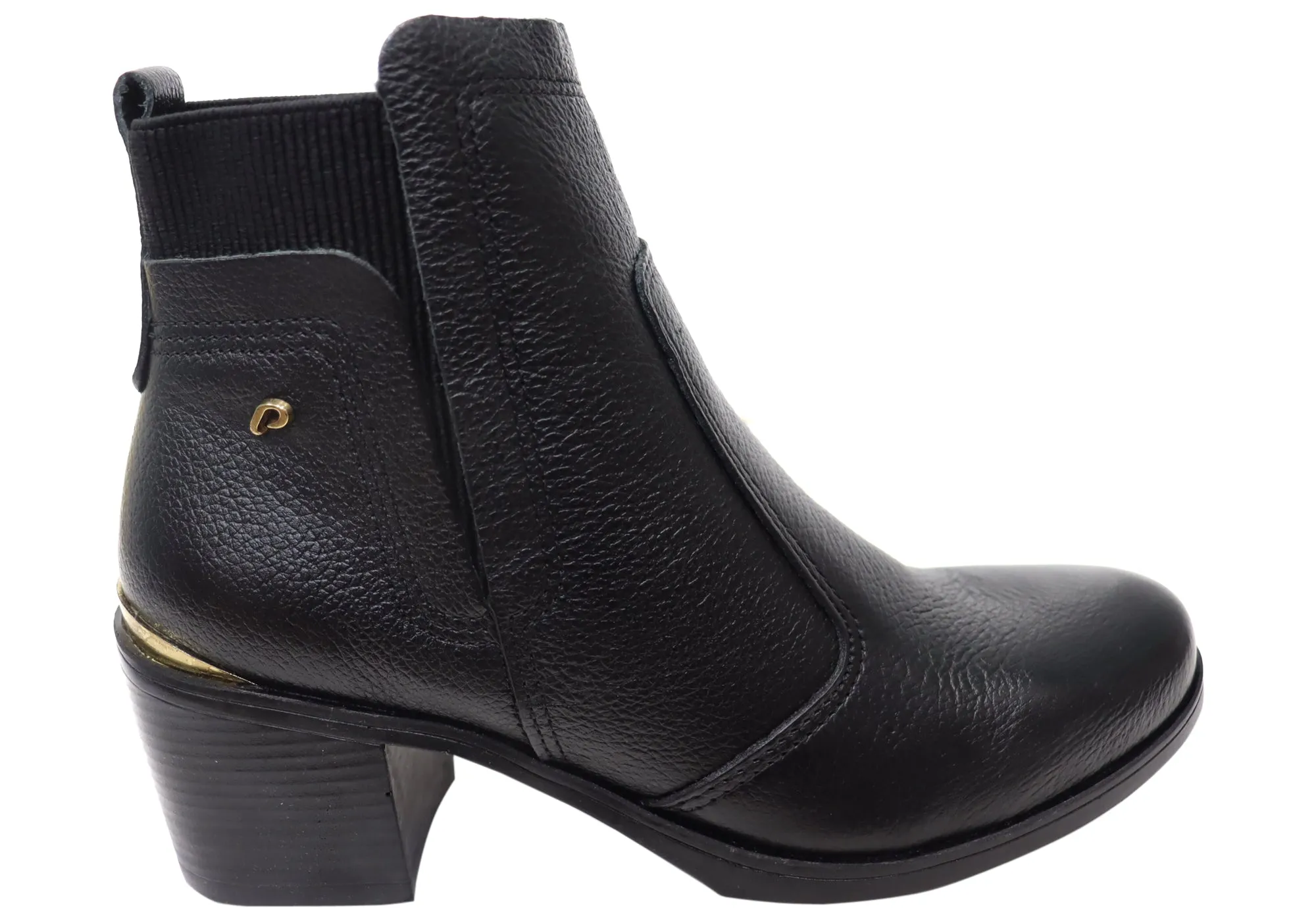 Pegada Lane Womens Mid Heel Leather Ankle Boots Made In Brazil High Traction Weather Resistant User All Weather Cold Weather Commuter