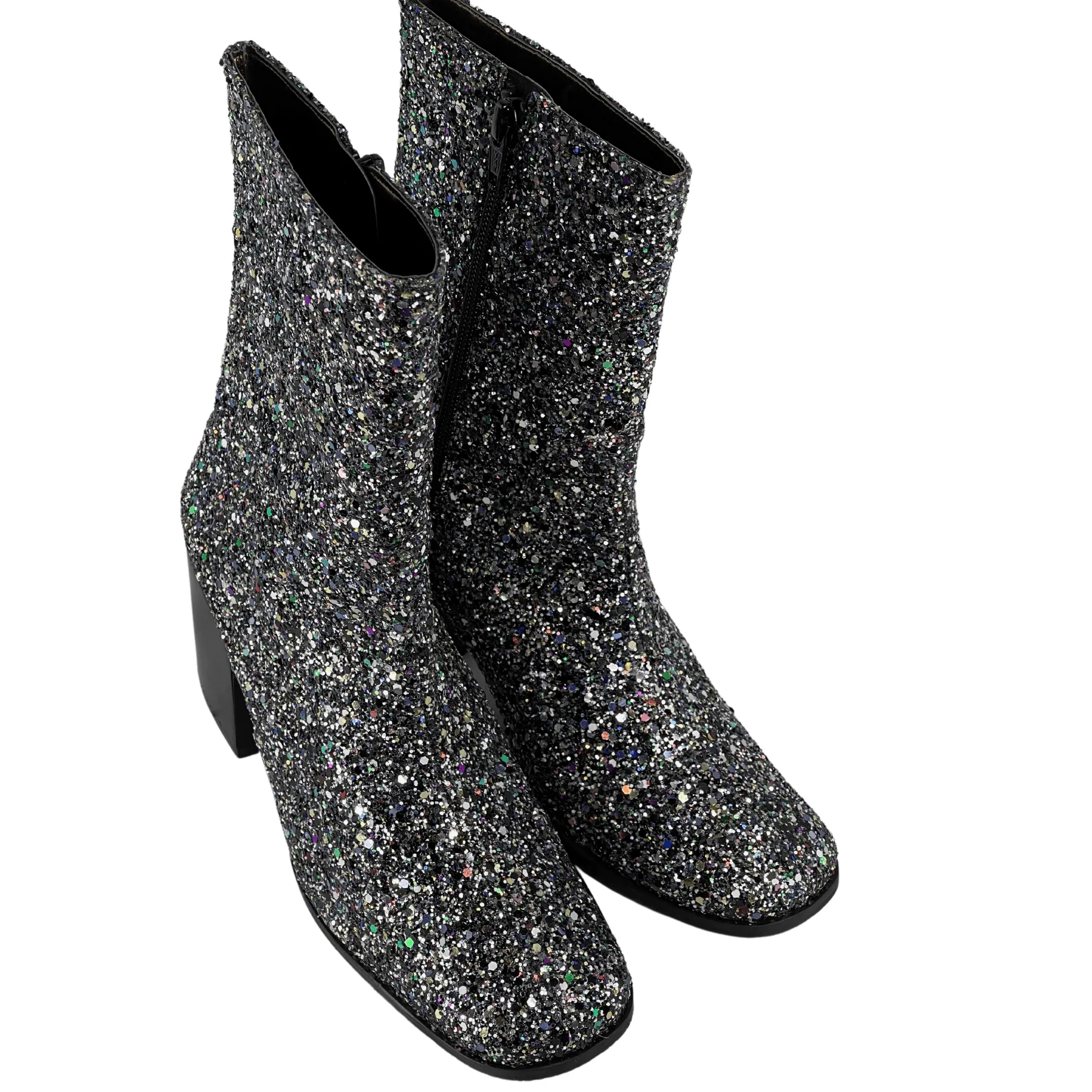 Weekend Wear High-traction 'Menos' vegan mid-calf boot by Zette Shoes - silver glitter