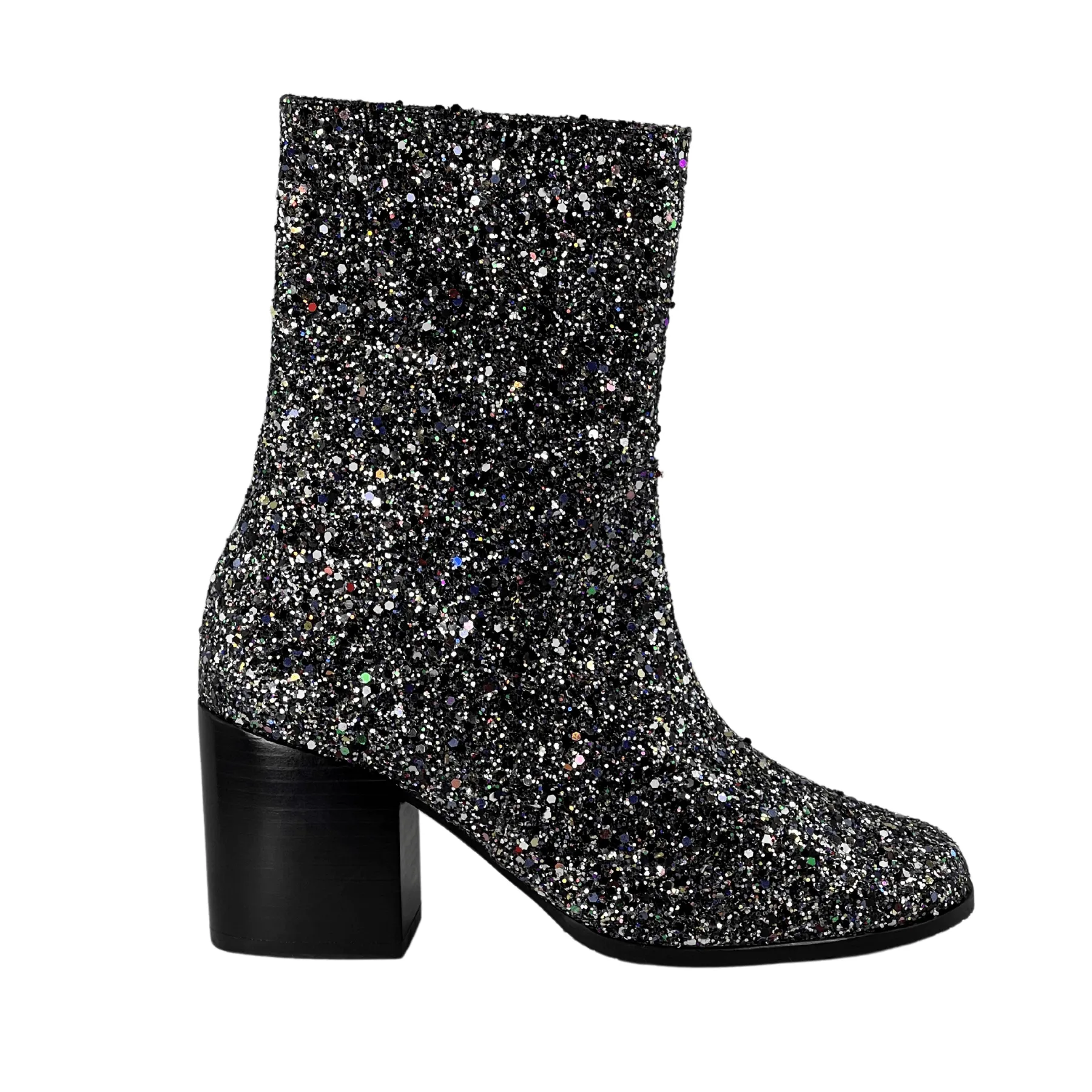 'Menos' vegan mid-calf boot by Zette Shoes - silver glitter Practical Style Stylish Versatility
