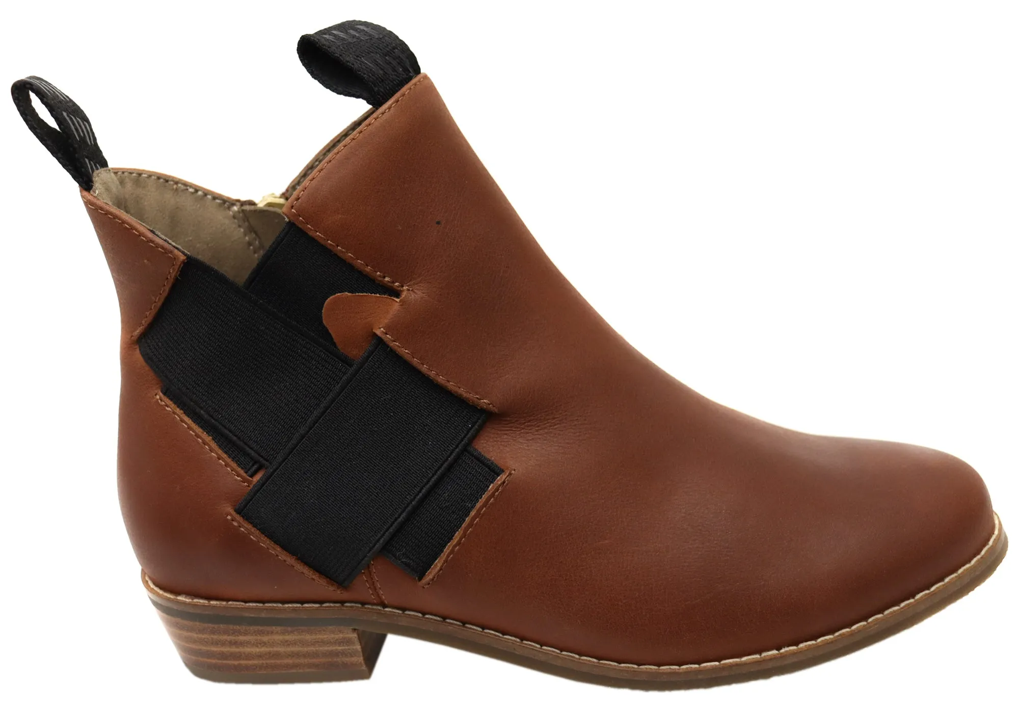 Homyped Empress Womens Supportive Leather Ankle Boots Cognac Anti Friction