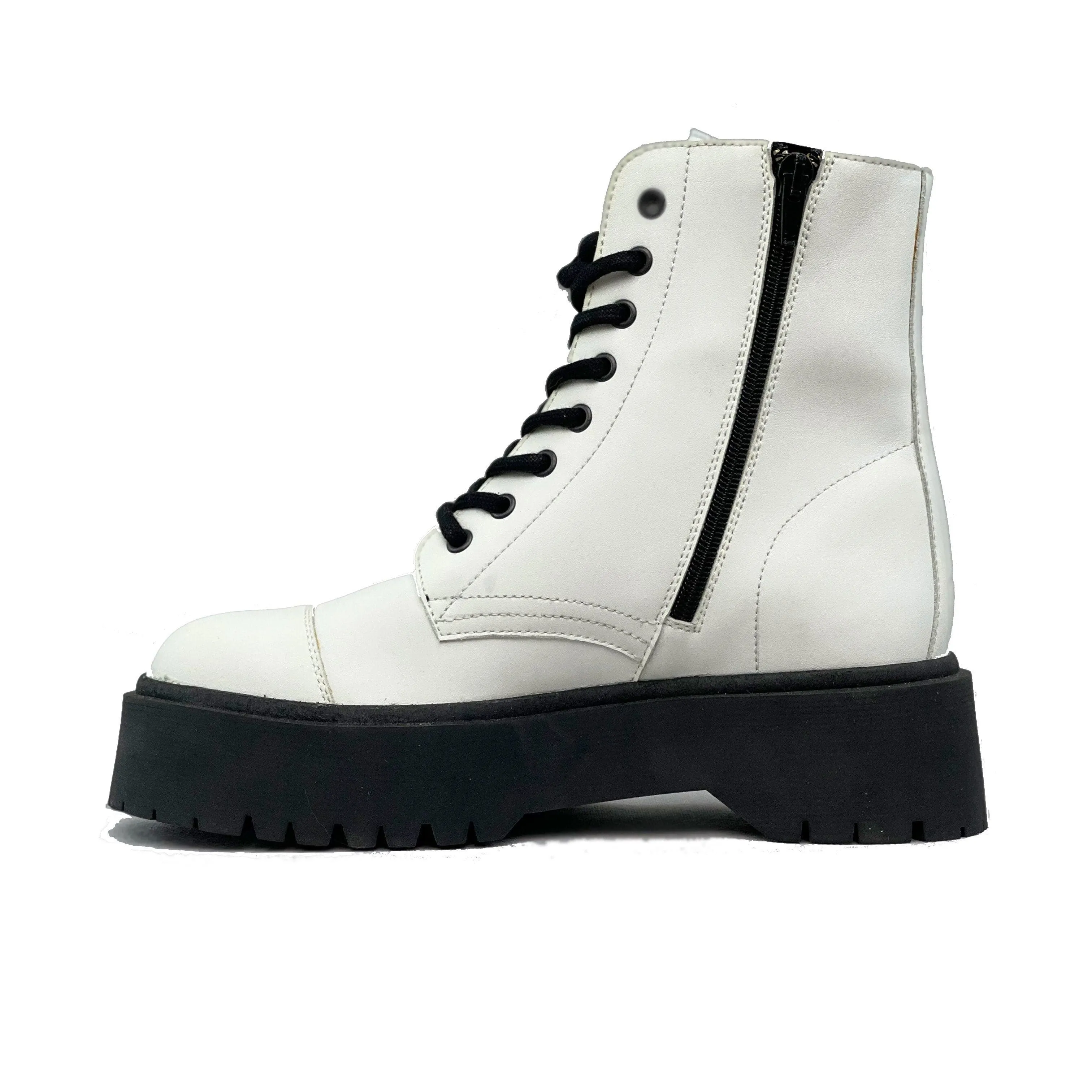 All Activity Snow Activity 'Leela' vegan-leather boot with stacked sole for women by Zette Shoes - white