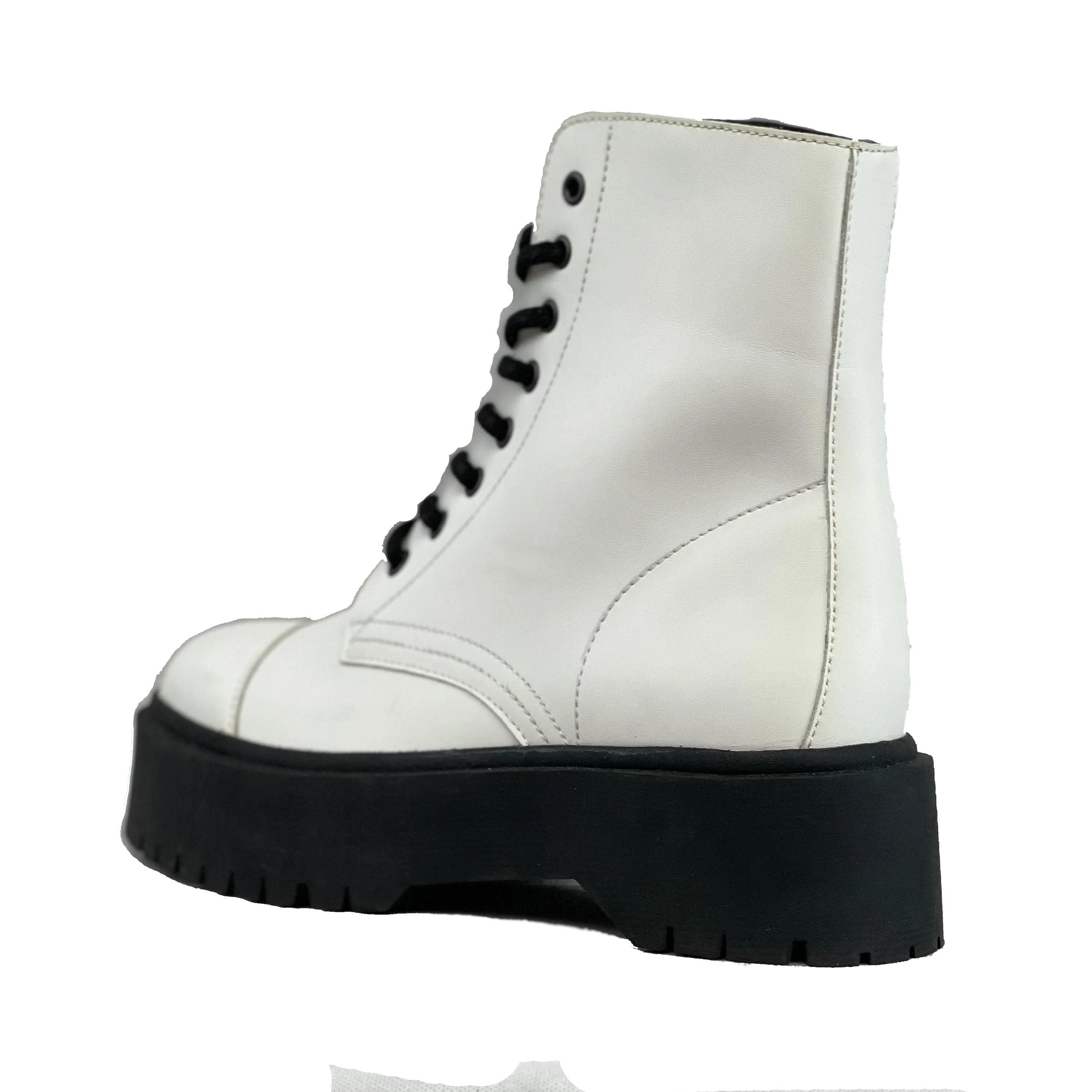 Fashion Fit 'Leela' vegan-leather boot with stacked sole for women by Zette Shoes - white