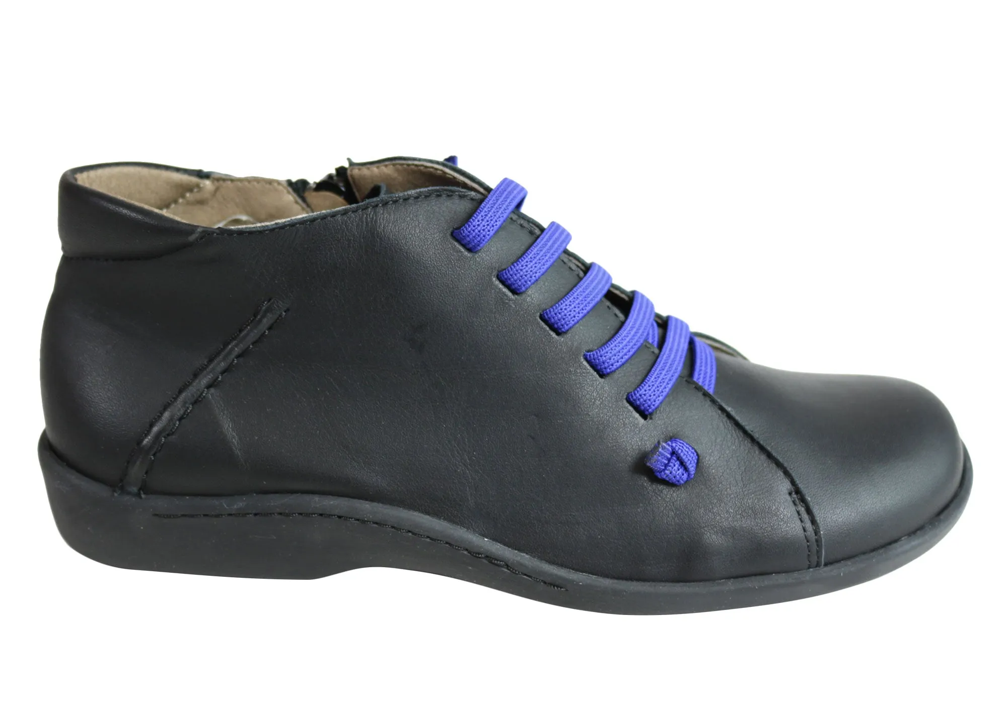 Flex & Go Aubree Womens Comfort Leather Ankle Boots Made In Portugal Comfort Gusset