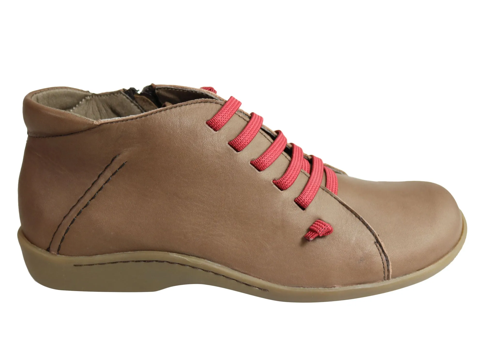 Cushioned Step Night Travel Flex & Go Aubree Womens Comfort Leather Ankle Boots Made In Portugal