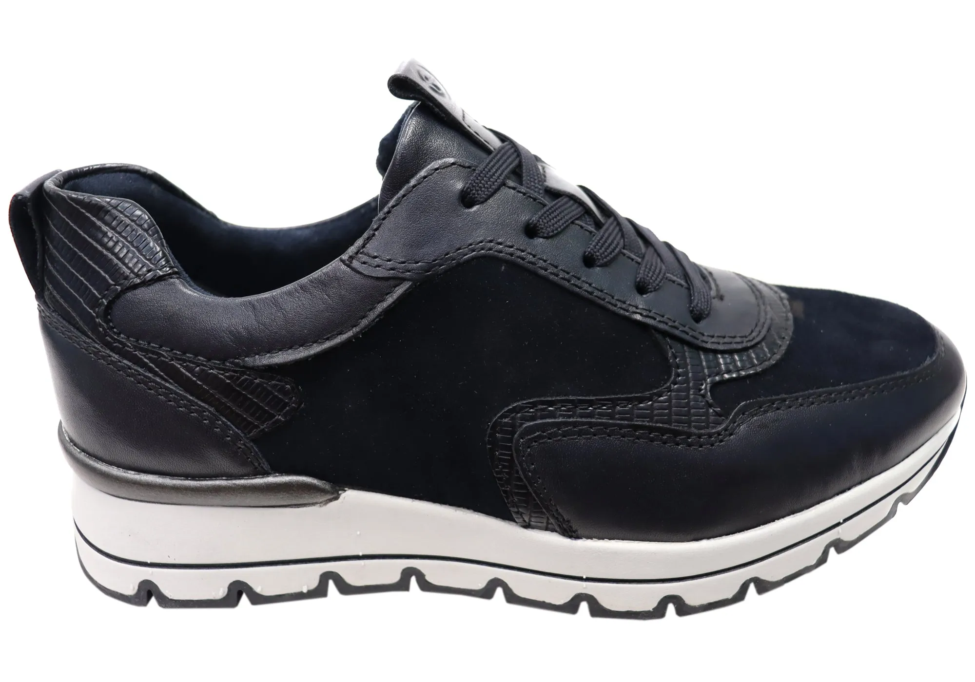 Tamaris Bahlia Womens Comfortable Leather Lace Up Casual Shoes Shiny Tone Team Match
