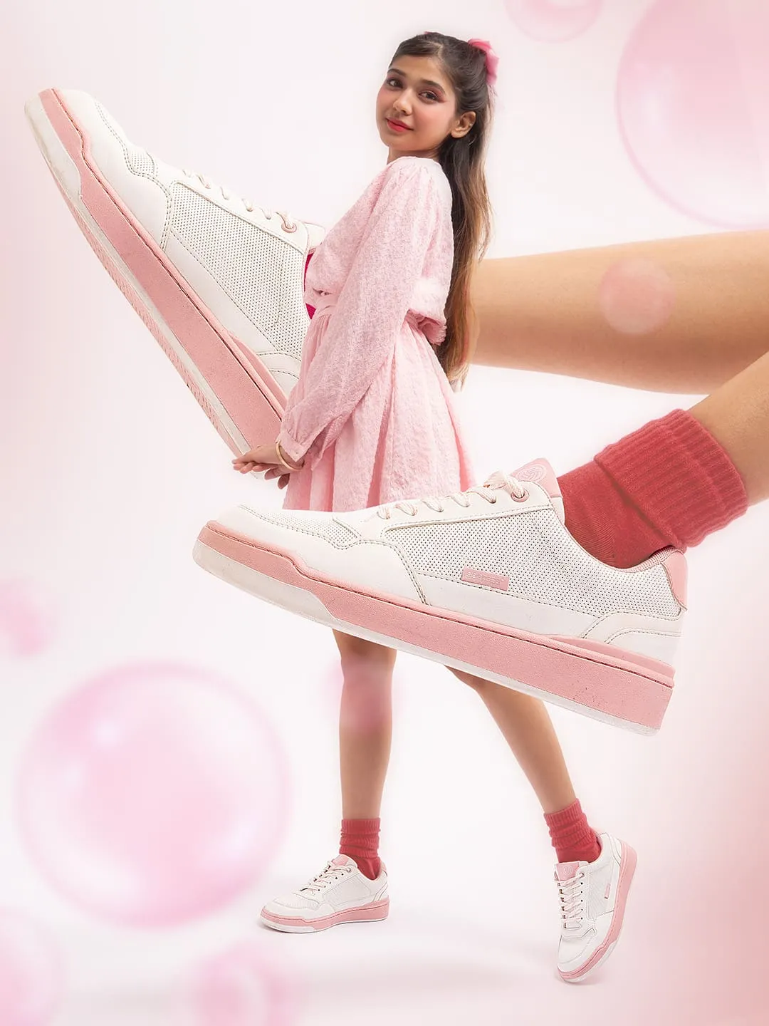 Bacca Bucci Women??s Vibe City Sneakers ?C Lavender and Blush Pink Heart Glow Stable base