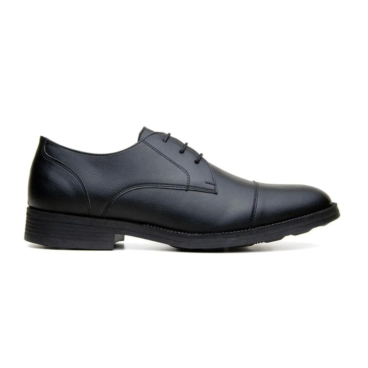 'Roma' classic vegan leather derby by Vincente Verde -  black Kind Step Strong Stitching