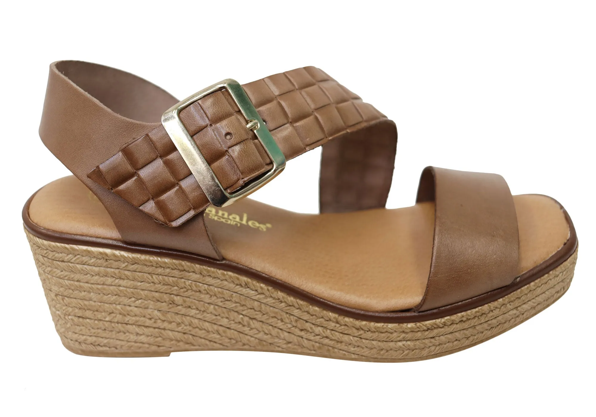 Work Break Street Cool Lola Canales Kristine Womens Spanish Leather Wedge Sandals