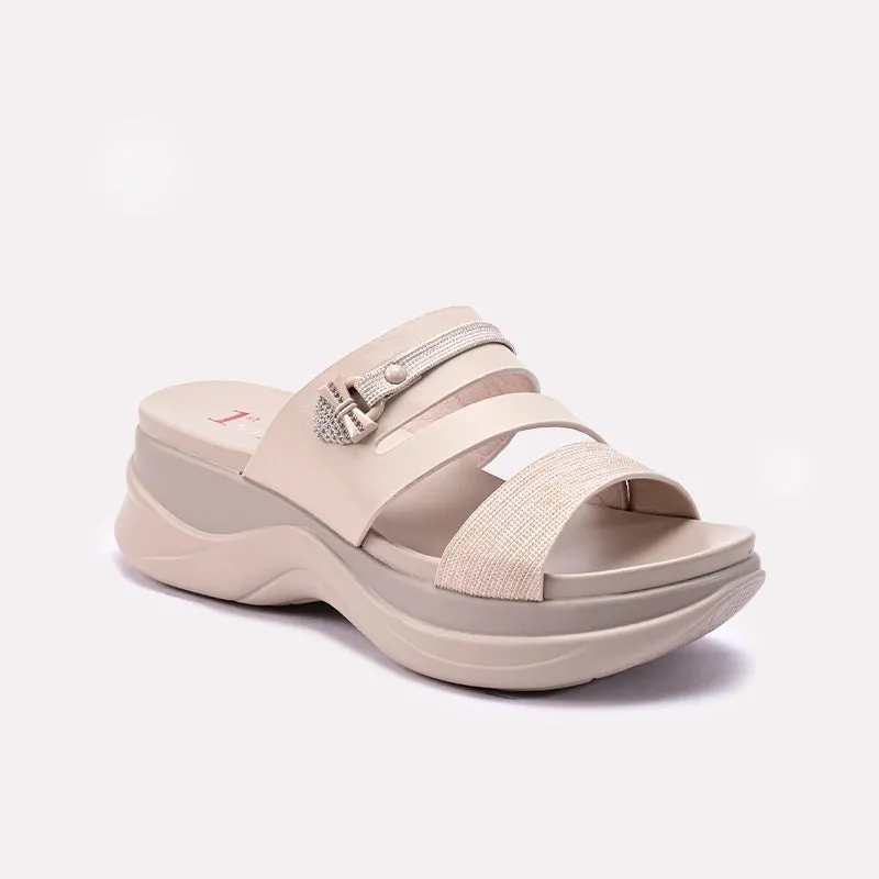 Womens Fawn Chunky Casual Slippers 0413423 Lift Up Comfort Upper