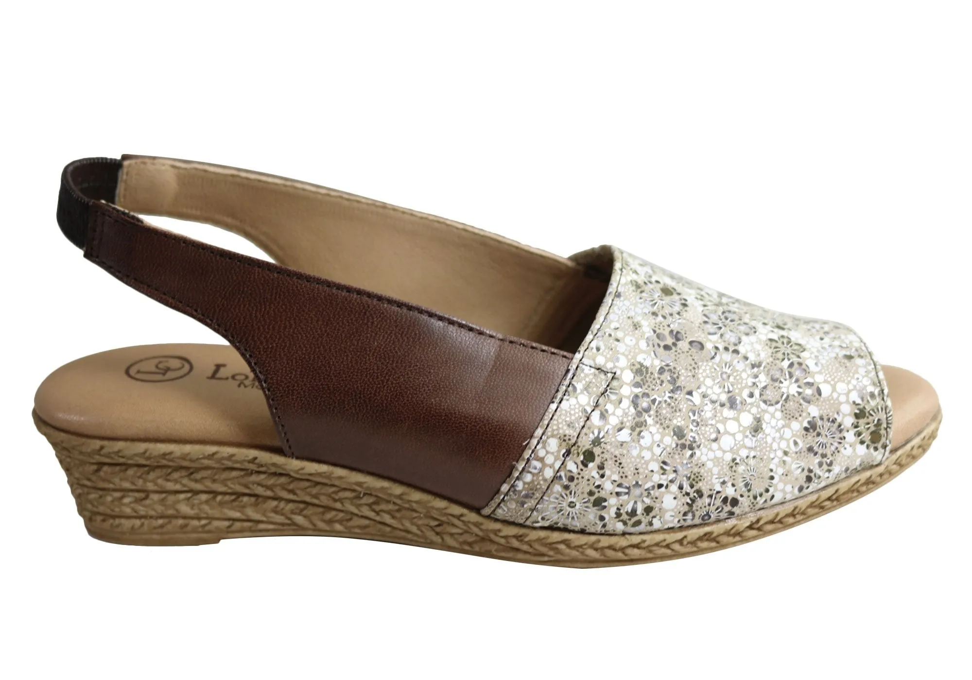 Blue Cool Lola Canales Loreta Womens Comfort Leather Wedge Sandals Made In Spain