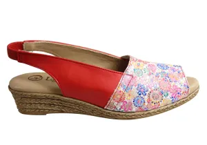 Outdoor Fun Lola Canales Loreta Womens Comfort Leather Wedge Sandals Made In Spain