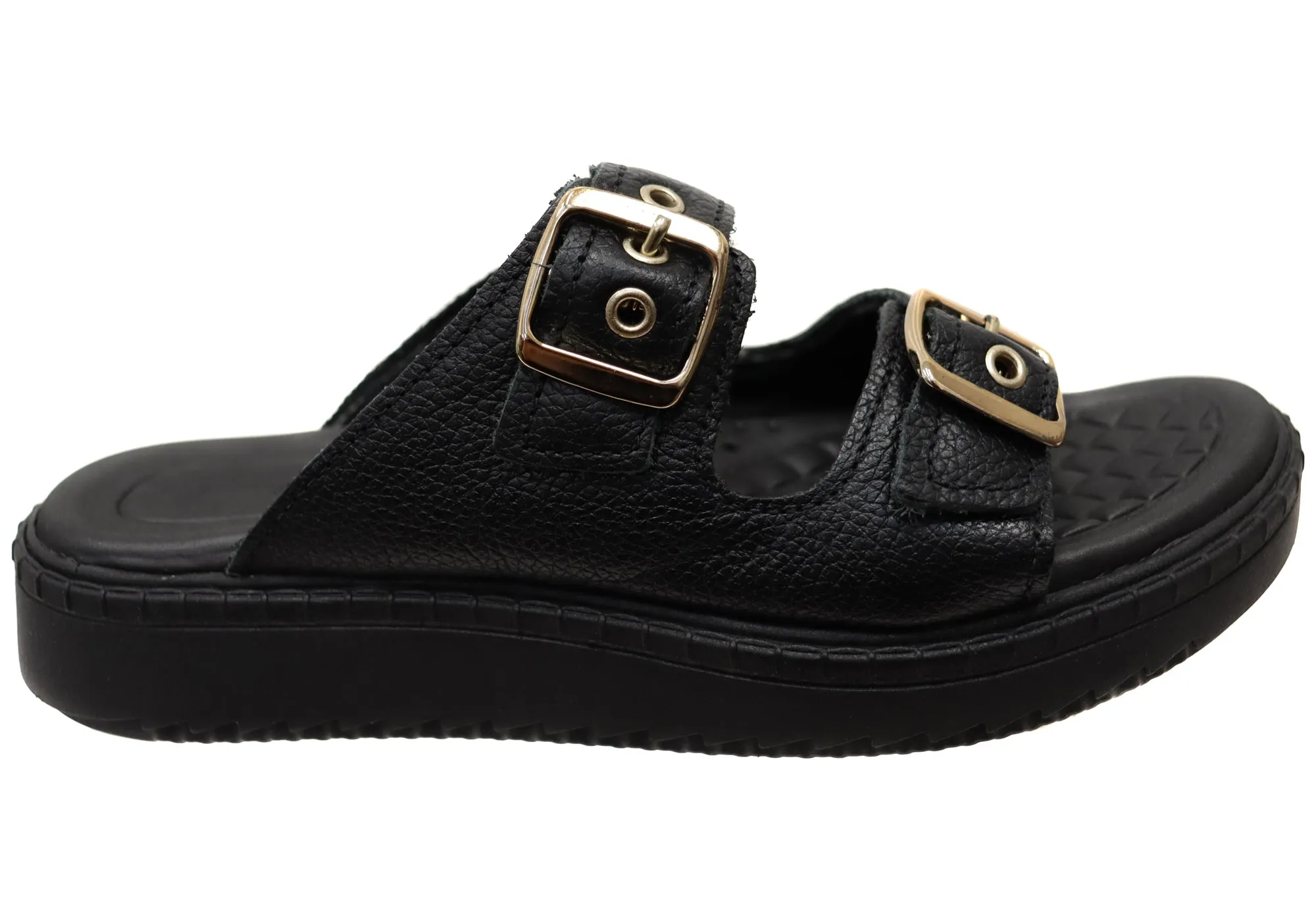 Pegada Arlineda Womens Comfortable Brazilian Leather Slides Sandals Relaxed Footwear for Summer