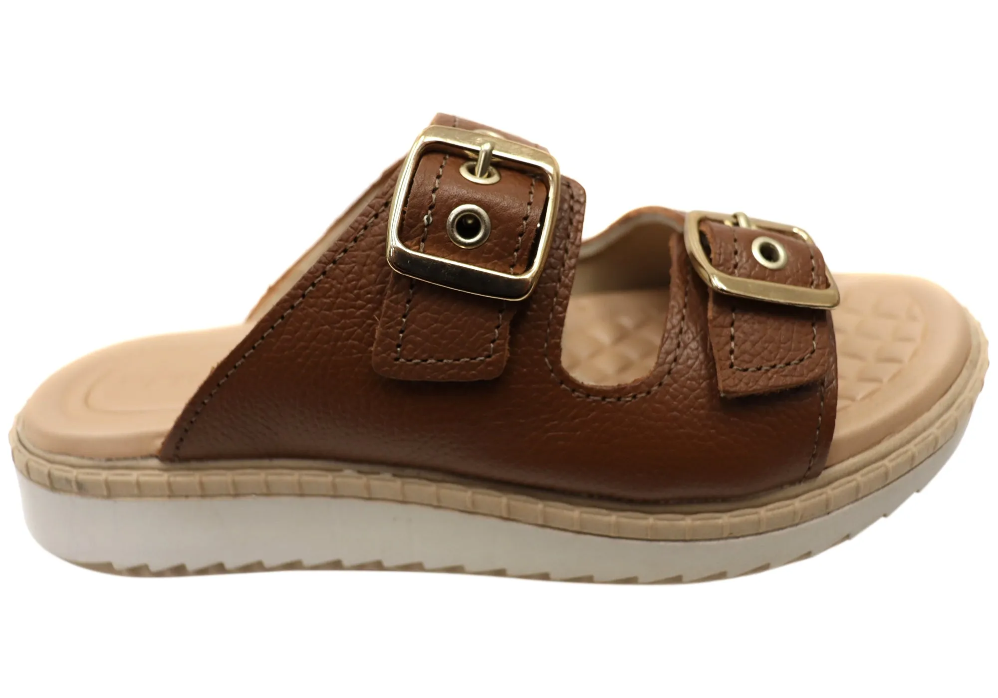 Easy on Pegada Arlineda Womens Comfortable Brazilian Leather Slides Sandals