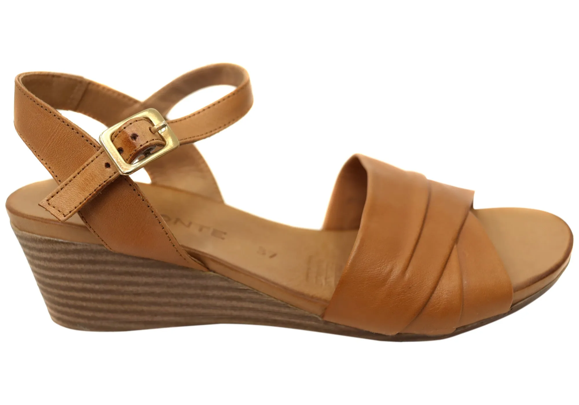 Orizonte Moonlight Womens European Leather Wedge Sandals Compact Design Practical Walking Shoes