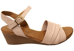 Trendy Footwear Design Orizonte Moonlight Womens European Leather Wedge Sandals