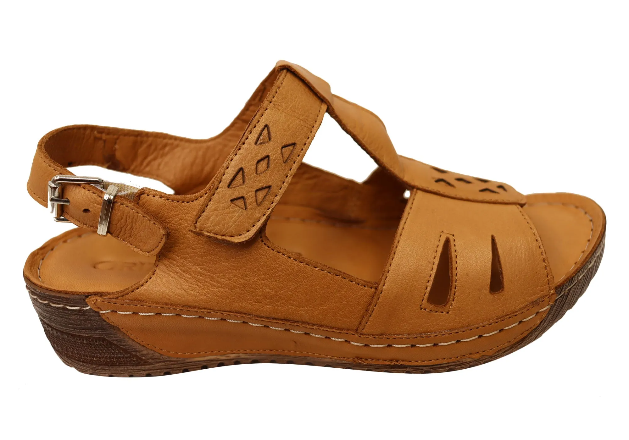 Orizonte Shaz Womens European Comfortable Leather Sandals Step Friendly