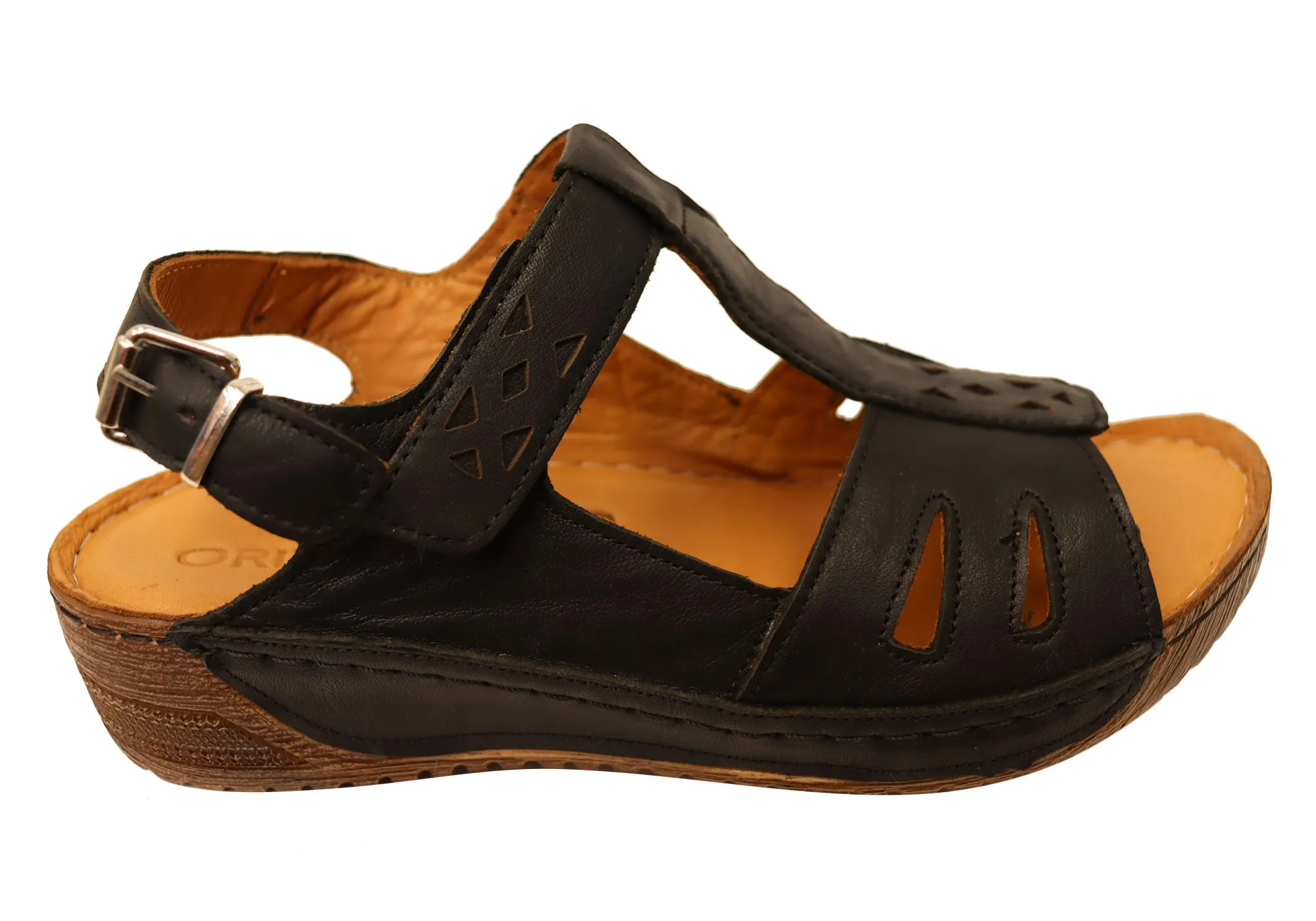 Orizonte Shaz Womens European Comfortable Leather Sandals T Strap