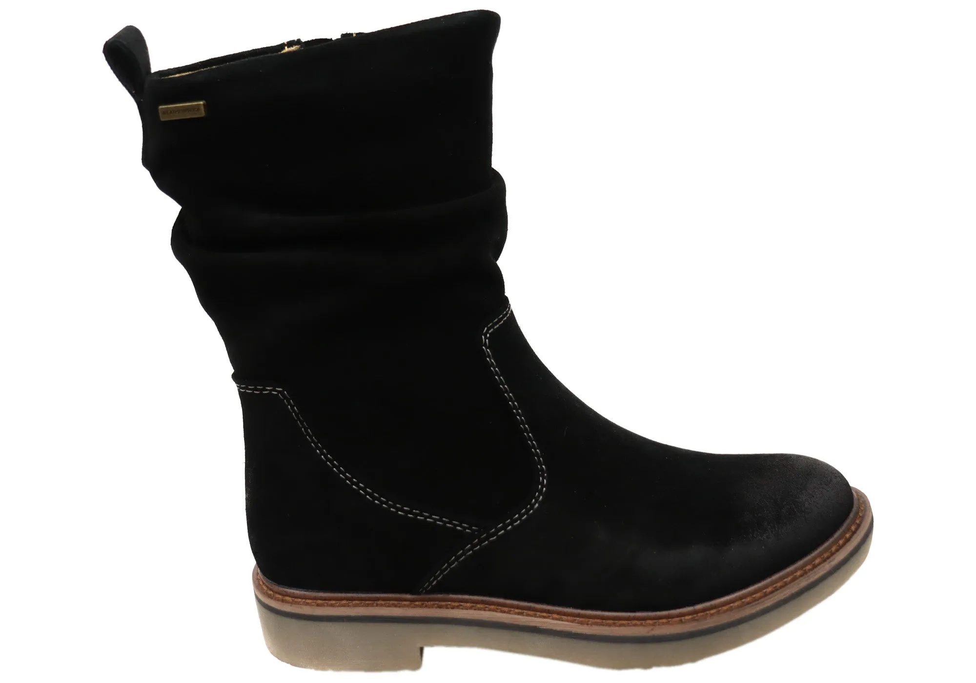 Comfortiva Renata Womens Comfortable Leather Suede Mid Calf Boots Quick Drying All Day Worker Comfortable bend