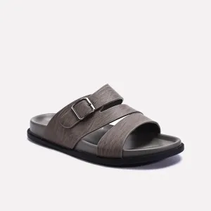Lace Up Rubber Sole Gray Casual Slippers 0151092